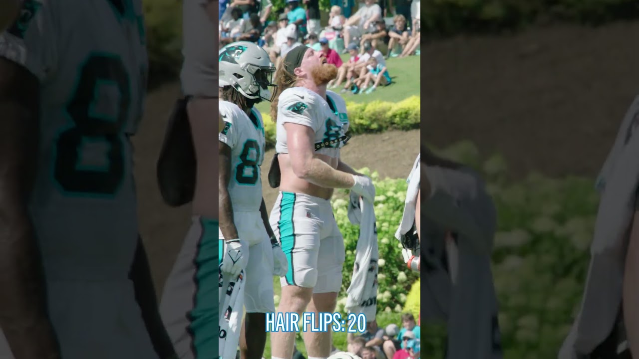 Our new favorite pastime watching Hayden's hair flips #nfl #HaydenHurst #panthers