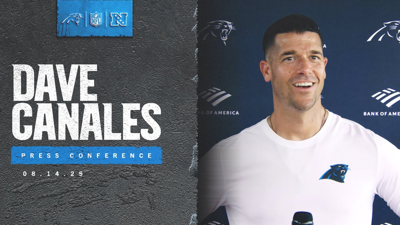 Dave Canales speaks after joint practice with Houston Texans